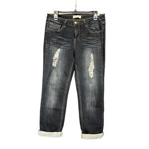 Mind Code Dark Wash Distressed Straight Leg Jeans Size 11